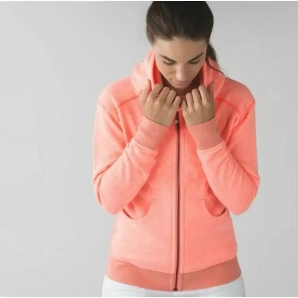 LULULEMON | bright coral scuba hoodie size 8